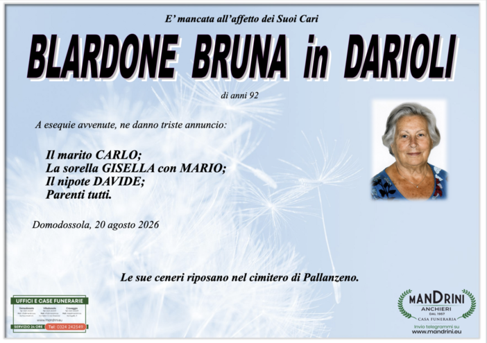 Blardone Bruna in Darioli di anni 92