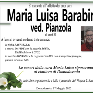 Maria Luisa Barabino ved. Pianzola 85 anni
