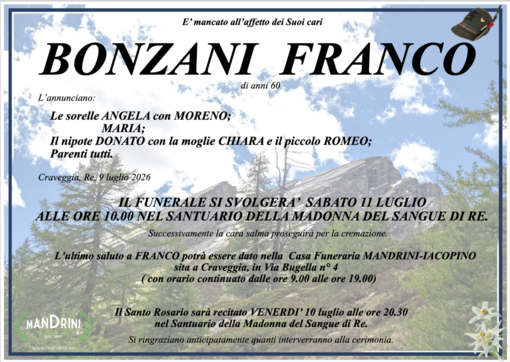 Bonzani Franco di anni 60 Bonzani Franco di anni 60