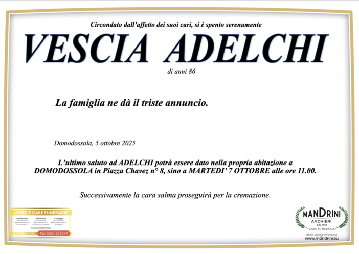 Vescia Adelchi di anni 86