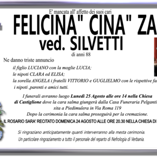 Felicina 'Cina' Zani ved. Silvetti 88 anni