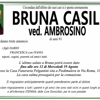 Bruna Casile ved. Ambrosino di anni 93
