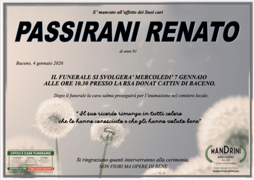 Passirani Renato di anni 81