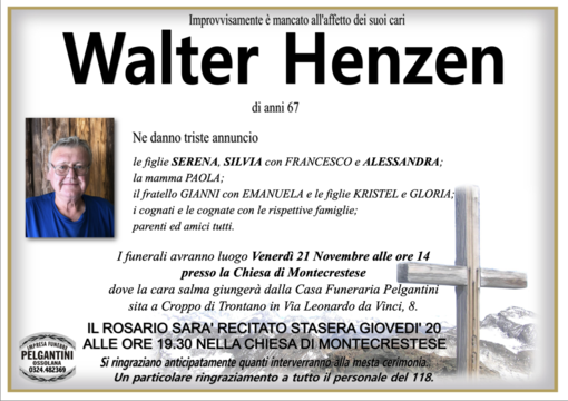 Walter Henzen di anni 67