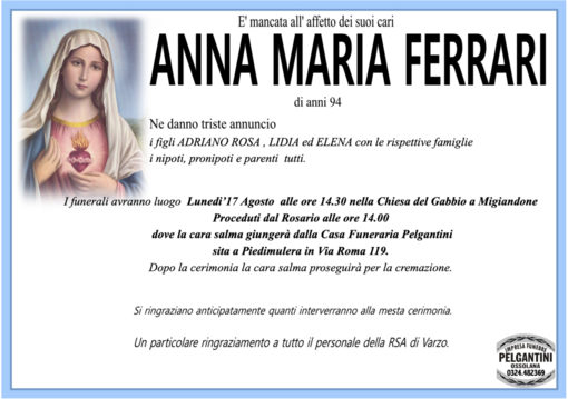 Anna Maria Ferrari 94 anni