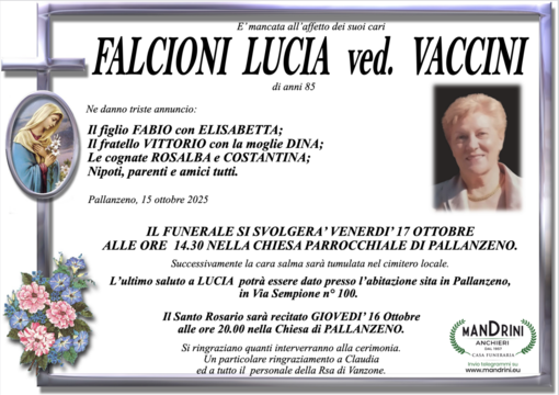 Falcioni Lucia ved. Vaccini di anni 85