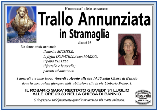 Trallo Annunziata in Stramaglia di anni 65