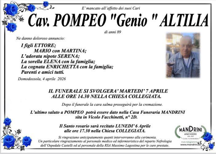 Cav. Pompeo "Genio" Altilia di anni 89