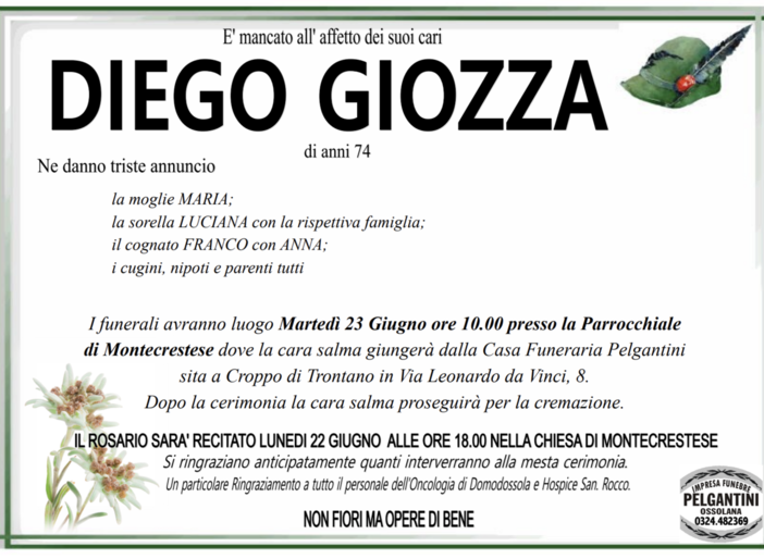 Diego Giozza di anni 74