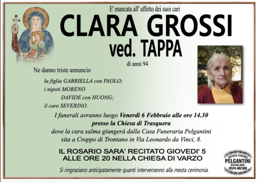 Clara Grossi ved. Tappa di anni 94