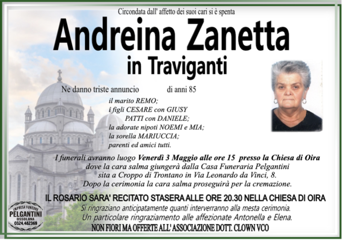 Andreina Zanetta in Traviganti 85 anni