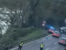 Masso si stacca dalla montagna e finisce sulla strada cantonale: colpita un’auto tra Solduno e Ponte Brolla