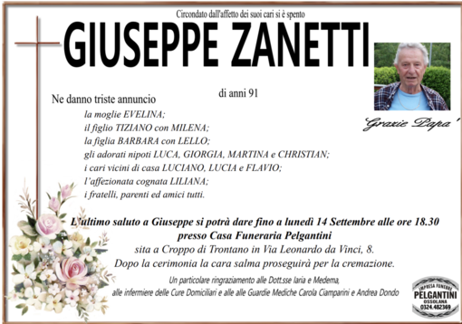 Giuseppe Zanetti di anni 91