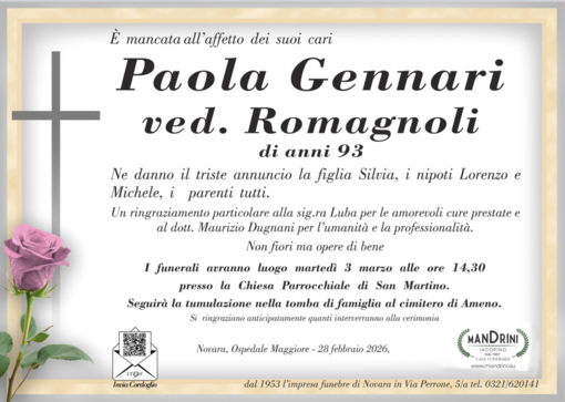 Paola Gennari ved. Romagnoli di anni 93 Paola Gennari ved. Romagnoli di anni 93