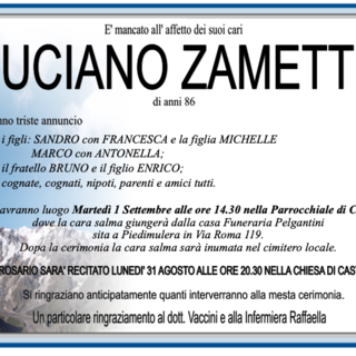Luciano Zametti di anni 86