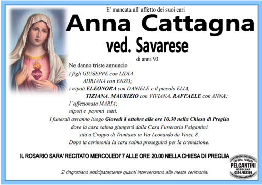 Anna Cattagna ved. Savarese di anni 93 Anna Cattagna ved. Savarese di anni 93