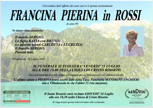 Francina Pierina in Rossi di anni 89