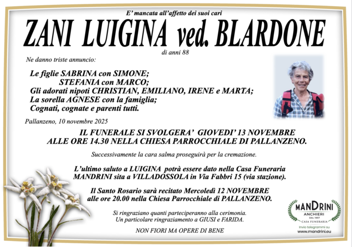 Zani Luigina ved. Blardone di anni 88