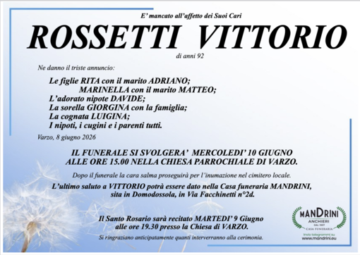 Rossetti Vittorio di anni 92