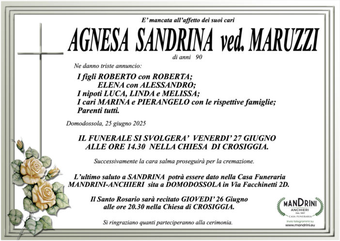 Agnesa Sandrina ved. Maruzzi di anni 90
