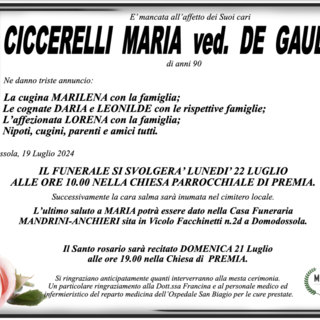 Ciccarelli Maria ved. De Gaudenzi di anni 90
