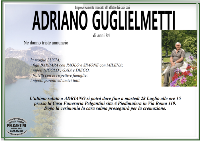 Adriano Guglielmetti di anni 84