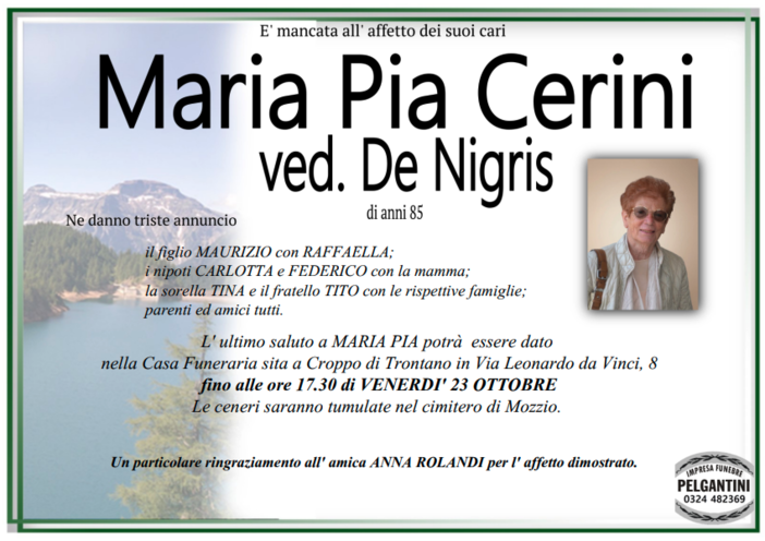 Maria Pia Cerini di anni 85