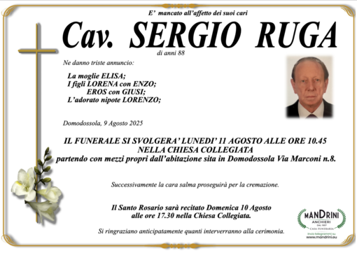 Cav. Sergio Ruga di anni 88