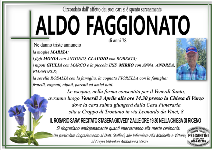 Aldo Faggionato di anni 78