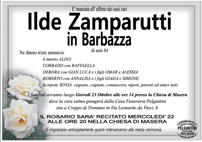 Ilde Zamparutti in Barbazza di anni 84