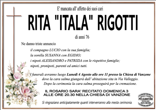 Rita &quot;Itala&quot; Rigotti di anni 76