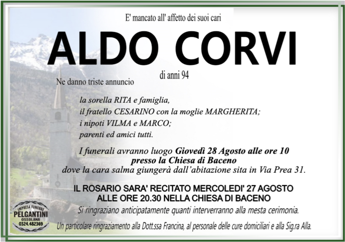 Aldo Corvi 94 anni