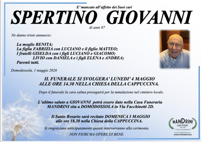 Spertino Giovanni di anni 87