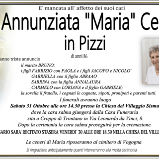 Annunziata "Maria" Cento in Pizzi di anni 86