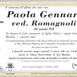 Paola Gennari ved. Romagnoli di anni 93 Paola Gennari ved. Romagnoli di anni 93