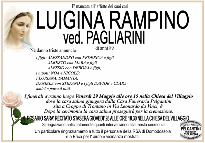Luigina Rampino ved. Pagliarini di anni 89