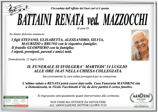 Battaini Renata ved. Mazzocchi di anni 93 Battaini Renata ved. Mazzocchi di anni 93