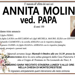 Annita Molini ved. Papa di anni 100