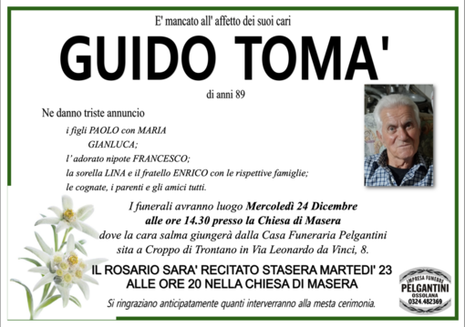 Guido Tomà di anni 89