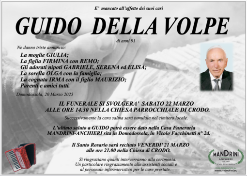 Guido Della Volpe di anni 81