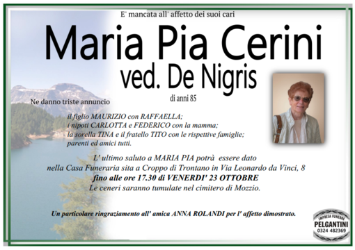 Maria Pia Cerini di anni 85 Maria Pia Cerini di anni 85