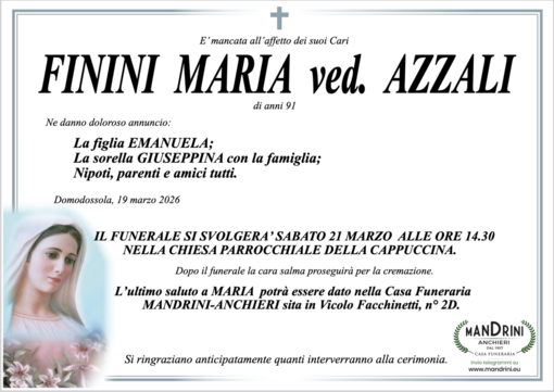 Finini Maria ved. Azzali di anni 91