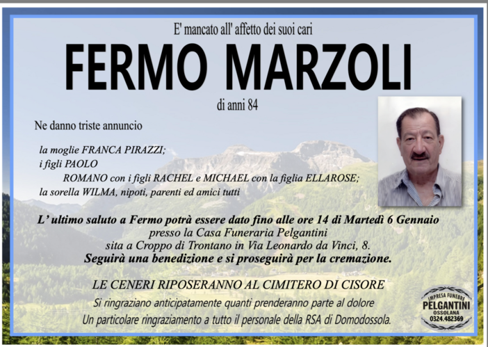 Fermo Marzoli di anni 84