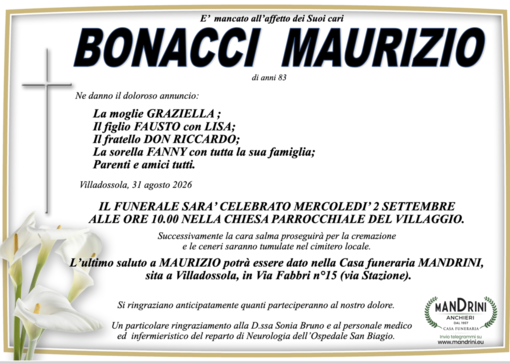 Bonacci Maurizio di anni 83