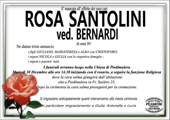 Rosa Santolini ved. Bernardi di anni 89