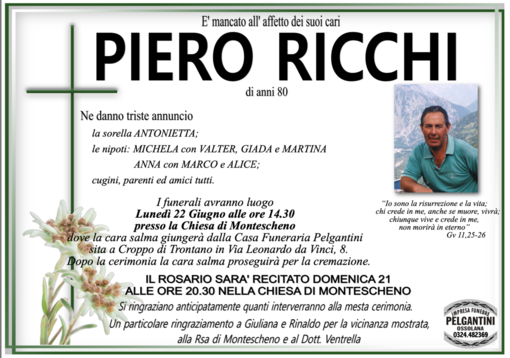 Pietro Ricchi di anni 80
