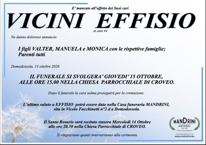 Vicini Effisio di anni 94