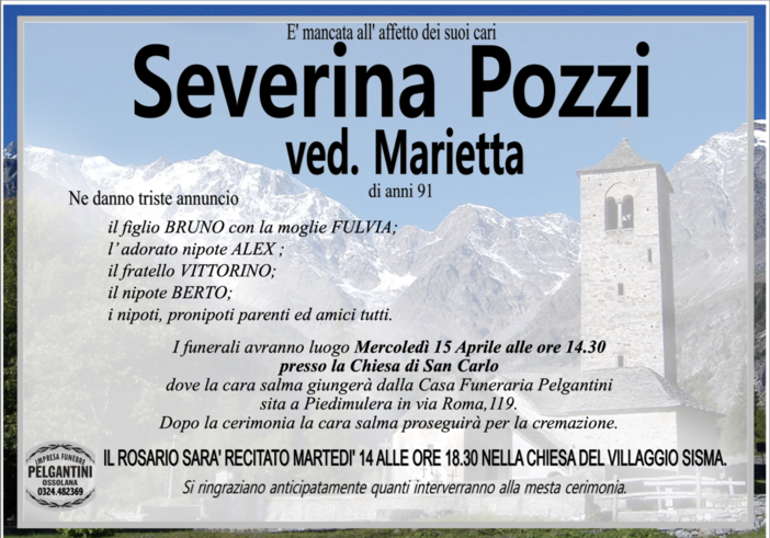 Saverina Pozzi ved. Marietta di anni 91