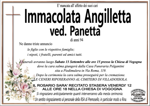 Immacolata Angilletta ved. Panetta di anni 94