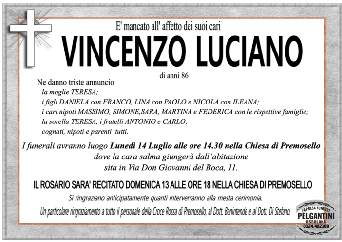 Vincenzo Luciano di anni 86